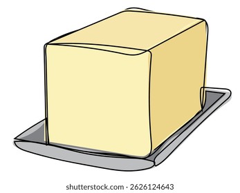 Butter in continuous line pattern on white background.