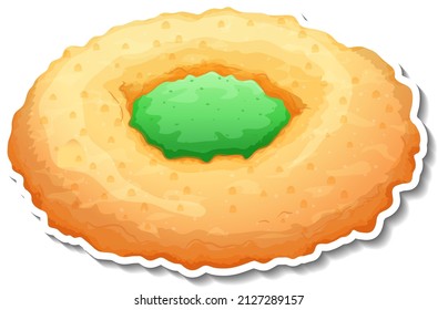 A butter cookie with green apple jam illustration