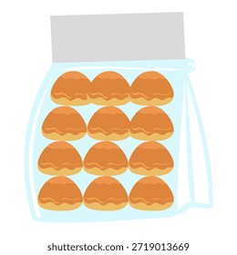 Ilustración plana de la bolsa de la galleta de la mantequilla