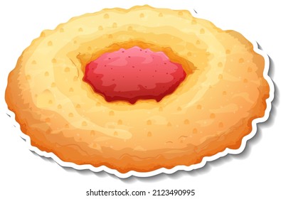 A Butter Cookie With Stawberry Jam Illustration