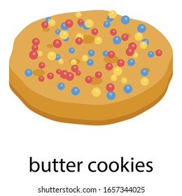 Butter cookies icon. Isometric of butter cookies vector icon for web design isolated on white background