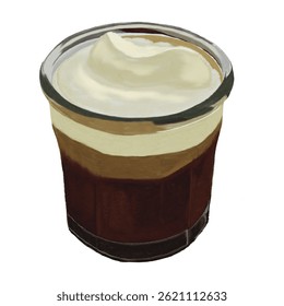 Butter cream, Einspanner, cafe latte, coffee drink, dessert.