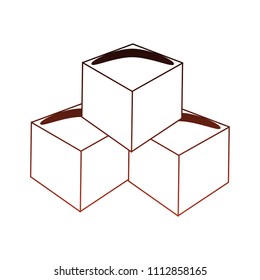 Butter cubes isolated red lines