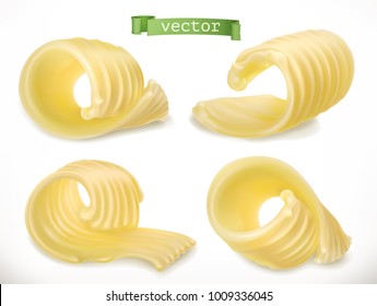 Butter. Curl. 3d Realistic Vector Icon