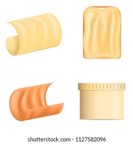 Butter curl block icons set. Realistic illustration of 4 butter curl block vector icons for web
