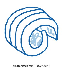 vector de icono de esbozo de curl de mantequilla. Señal de curl de mantequilla de la línea de doodle azul dibujada a mano. ilustración de símbolo aislado
