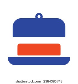 Mantequilla en plato de mantequilla con icono vectorial de tapa abierta. Signo de producto lácteo. Símbolo gráfico para cocinar diseño de sitio web y aplicaciones, logotipo, aplicación, interfaz de usuario