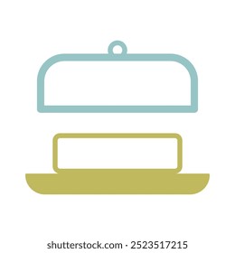 Mantequilla en un plato de mantequilla con el ícono de Vector de tapa abierta. Signo de producto lácteo. Símbolo del gráfico para cocinar el diseño del Sitio web y de los App, logotipo, App, UI