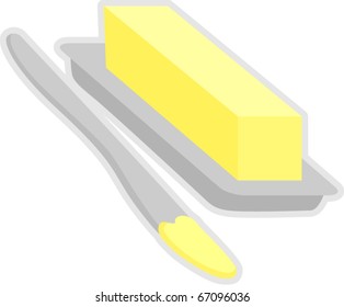Butter in Schalen und auf Messern