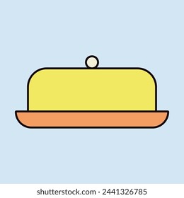 Butter dish vector color icon. Kitchen appliance. Graph symbol for cooking web site design, logo, app, UI