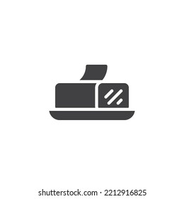 Butterschale Vektorsymbol. volles Flachzeichen für mobiles Konzept und Webdesign. Butterschnitt-Glyph-Symbol. Symbol, Logo-Abbildung. Vektorgrafik