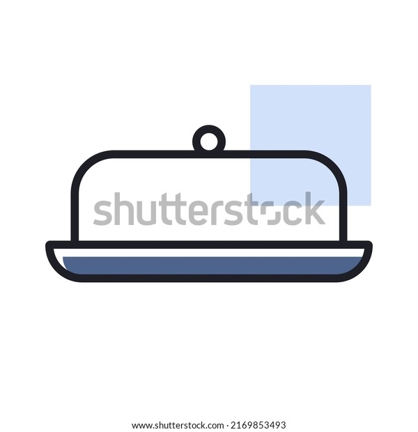 Butter dish vector icon.\
Kitchen appliance. Graph symbol for cooking web site design, logo,\
app, UI