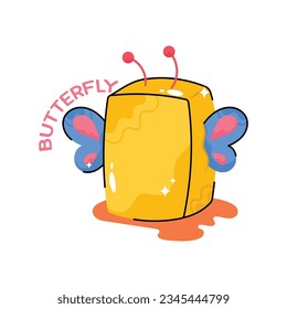 Butter doodle vector filled outline Sticker. EPS 10 file