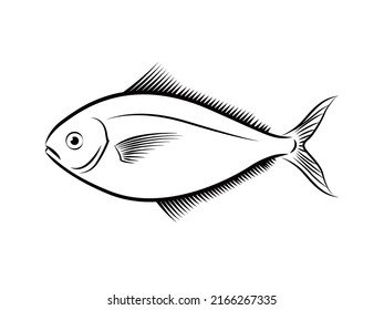 Butterfisch-Vektorgrafik. Line Art von Fisch.
