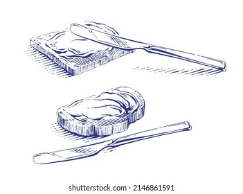 butter hand drawing sketch engraving illustration style