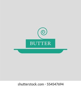 Butter icon. Gray background with green. Vector illustration.