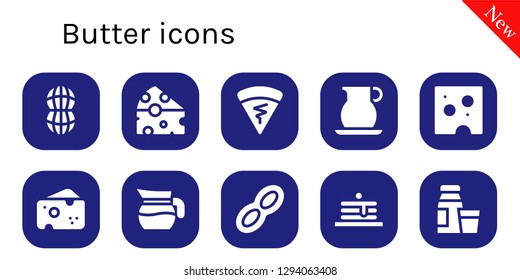  butter icon set. 10 filled butter icons. Simple modern icons about  - Peanut, Cheese, Crepe, Jug, Pancakes, Diary product