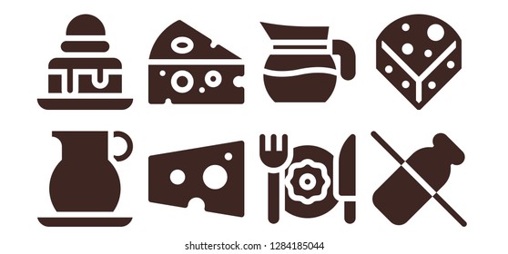  butter icon set. 8 filled butter icons. Simple modern icons about  - Jug, Brownie, Cheese, Breakfast, Dairy