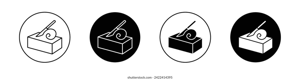 Butter Icon Set. Margarine Cheese and Knife Spreadable Shea Vector Symbol in a black filled and outlined style. Nut Argan Vitamin Oil Sign.