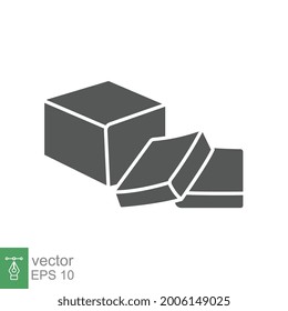 Butter icon solid symbol. Creamy Margarine Pack Bar and slices element in trendy style. Three slice of buttermilk in different shape. Vector Illustration. Design on white background. EPS10