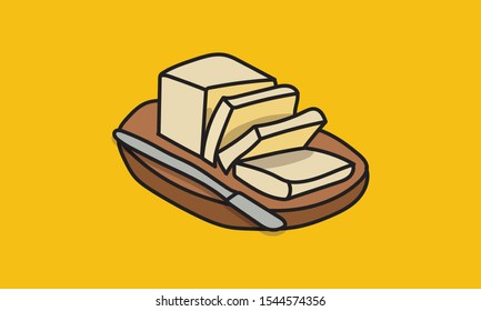 Butter with Knife Hand Drawn Vector Illustration 