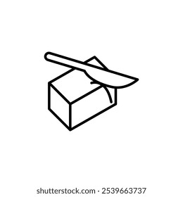 Icono de línea de mantequilla y cuchillo. Ilustración lineal simple de Vector para Web y App.. eps
