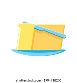 butter with knife on dish