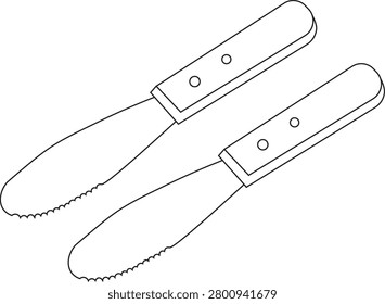 Butter knife outline vector illustration isolated on white background. Kitchen cutlery line icon for dining, cooking, and food service concepts.