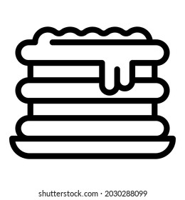 Vector de contorno de icono de lasaña de mantequilla. Pasta de Lasagna. Pasta de queso de Italia