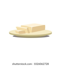 Butter, margarine on a plate, baking ingredient vector Illustration