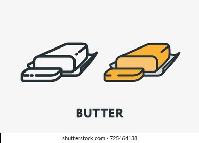 Butter Margarine Pack Bar Fat Minimal Flat Line Outline Colorful   Stroke Icon Pictogram