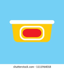 Butter Or Margarine Plastic Box Container. Vector Illustration