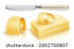 Butter, margarine, spread, dairy products. Iron table knife. Realistic vector illustration.
