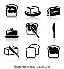 Butter or margarine vector icons set 