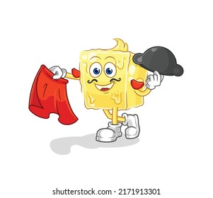 the butter matador with red cloth illustration. character vector