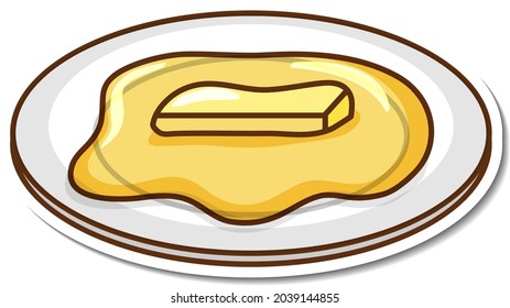 Butter schmolzen auf einer Plattenkartonaufkleber-Illustration