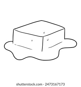 butter melting illustration hand drawn outline isolated vector