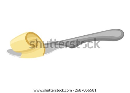 Butter on knife elements design isolated on white background. Realistic vector illustration