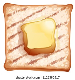 Butter on a slice of toast illustration