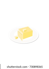 Butter on white background