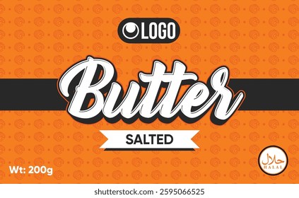 Butter packaging design, Orange paper or foil package for butter, margarine or spread, Butter pack