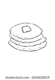  Butter pancake hand drawing in white background
