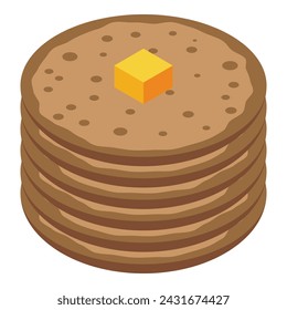 Butter pancake icon isometric vector. Food chocolate. Family stack celebration