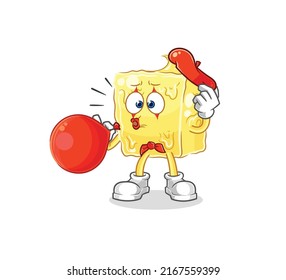 the butter pantomime blowing balloon. cartoon mascot vector
