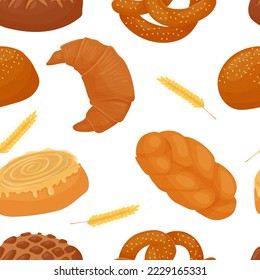 Butterfrittiermuster. Süßwaren. Bun für das Frühstück. Loaf. Bäckerei. Vektorgrafik auf weißem Hintergrund.