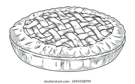 Butter pie monochrome detailed logotype with delicious round shaped pastries prepared in bakery or culinary workshop vector illustration