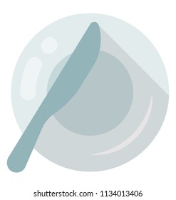 A butter plate and bread knife denoting icon for breakfast cutlery 