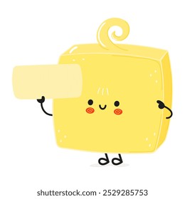 Butter poster character. Vector hand drawn cartoon kawaii character illustration. Isolated white background. Butter and poster