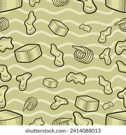 Butter Seamless Pattern in Cartoon Style. Perfect For Background, Backdrop, Wallpaper and Cover Packaging. Vector Illustration.