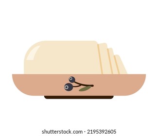 Butter with slices on plate.